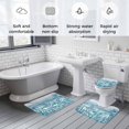 thumbnail image 6 of Blue Summer Ocean Bathroom Rugs Set Jellyfish Seaweed Coastal Wood Grain Non Slip Absorbent Soft Bath Mats 3 Piece Set with Bathroom Rug, U-Shaped Floor Mat, Toilet Seat Cover Large Size, 6 of 9