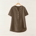 thumbnail image 6 of Wensltd Women Cotton Linen V Neck Blouses Button Front Loose Casual Lightweight Soft Blouses for Daily Casual Summer Outfits, 6 of 9