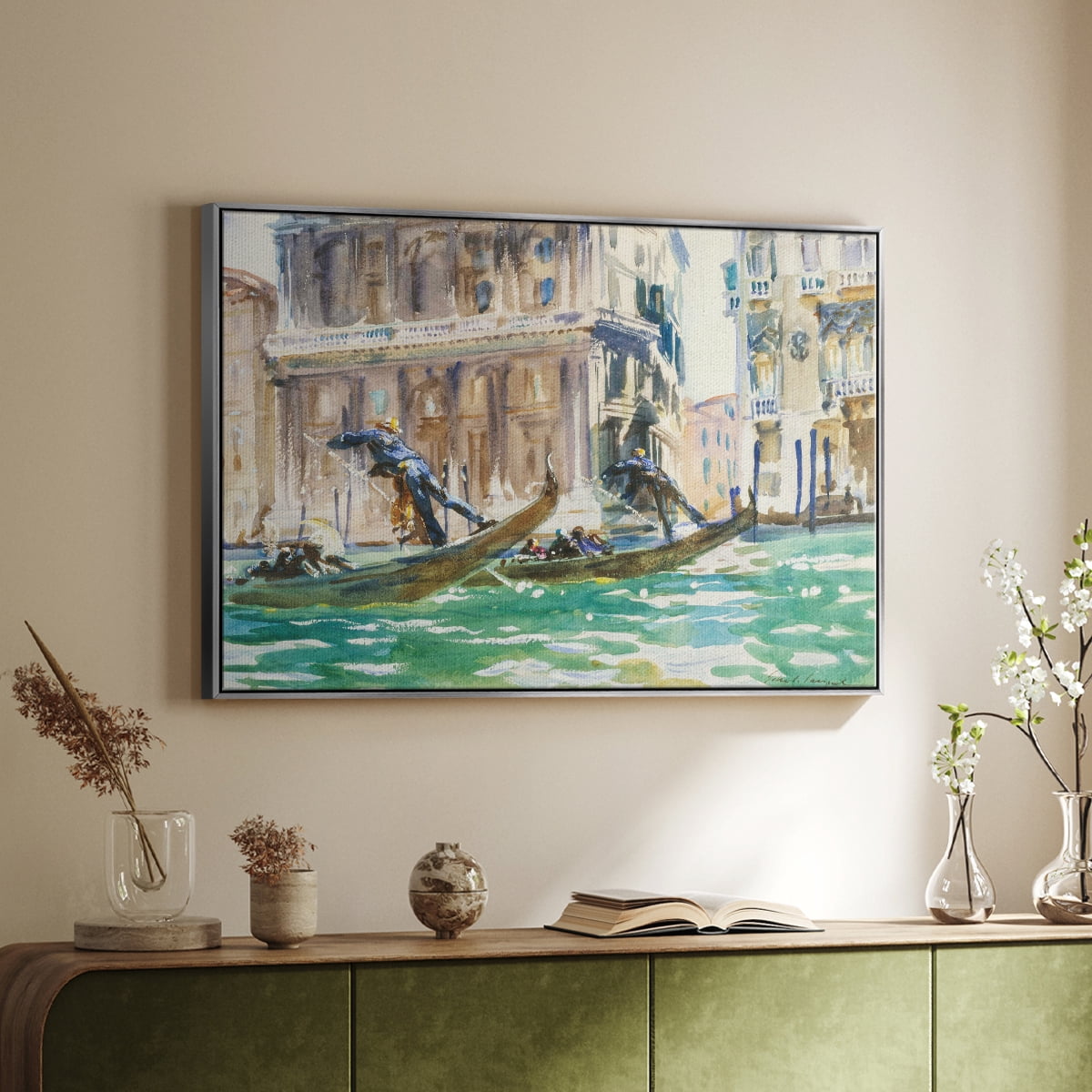 Vintage Landscape-CXLIV By Wexford Home Framed in Silver Wood Gallery Wrapped Canvas 25 in. x 37 in.