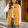 thumbnail image 2 of NominalSnug Women Corduroy Sleeveless Vest Collared Button Down Casual Outerwear With Flap Pockets, 2 of 7