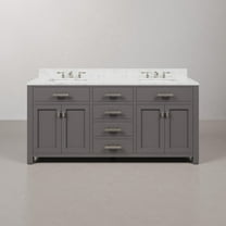 Water Creation Madison 72" Wood Double Bathroom Vanity in Cashmere Gray/Chrome