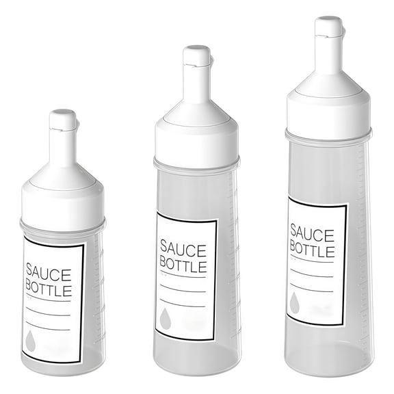 Three Packs Plastic Sauce And Condiment Squeeze Bottles With Lid Ideal For Kitchen Storage Easy To Use Versatile Dispenser Set