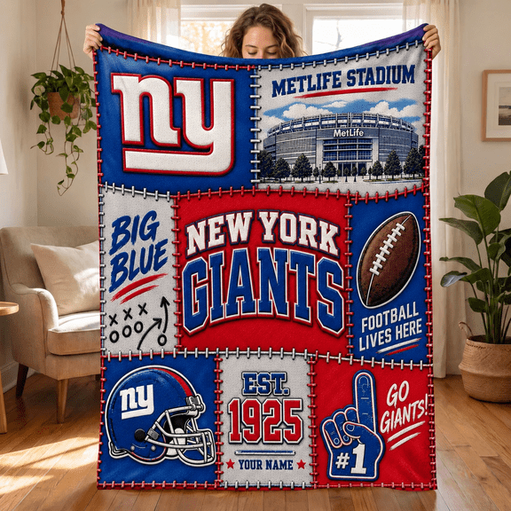 NY Football Blanket, Stadium Design Fleece Throw Blanket