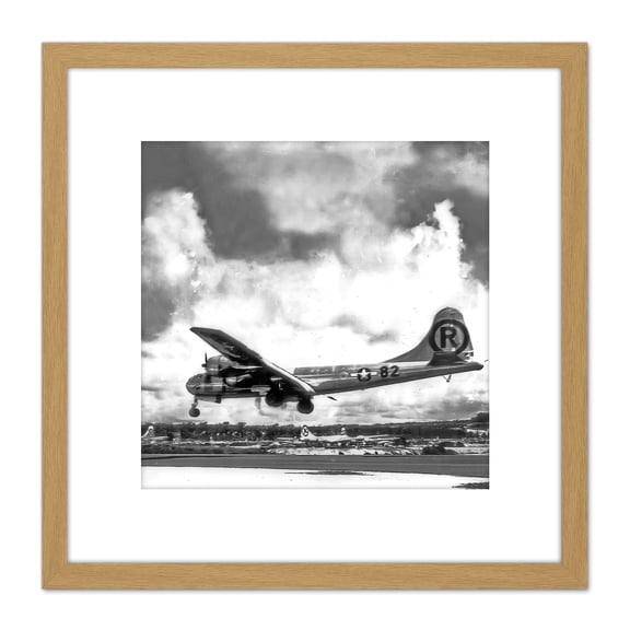 B29 Superfortress Enola Gay After Hiroshima Atomic Raid 1945 8X8 Inch Square Wooden Framed Wall Art Print Picture with Mount
