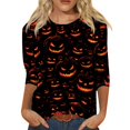 thumbnail image 2 of Womens Casual Halloween 3/4 Sleeve Crew Neck Tee Shirts Pumpkin Shirts Thanksgiving Fall Tops, 2 of 7