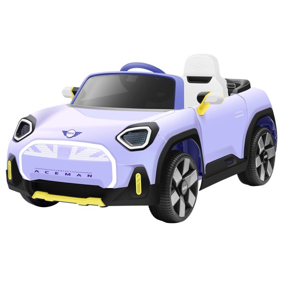 BMW MINI Licensed 12V Electric Ride-On Car for Kids (Ages 2–5) with Remote, LED Lights, Music – Purple
