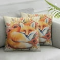 thumbnail image 2 of Nawypu  Throw Pillow Cover Fox Sleepy Animal Colorful Wild Flower Wreath Leaves Chrysanthemum Daisy Peony Rectangular Throw Pillow Covers for Couch Sofa Home Decor 2pcs, 2 of 6