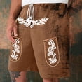 thumbnail image 2 of IWRICH Men's Graphic Printed Retro Shorts Elastic Waist Drawstring Short Pants Casual Fashion Plus Size Pants with Pockets Brown S, 2 of 4
