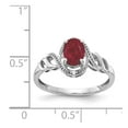 thumbnail image 3 of 10K White Gold Ring Band with Stones (07) July Ruby Oval Red Diamond Round, Size 6, 3 of 5