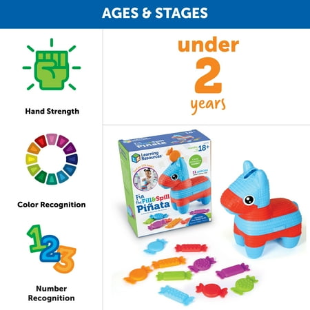 Learning Resources Pia the Fill & Spill Piñata - Preschool, Fine Motor Skills, Educational Toys, Age 18 Months