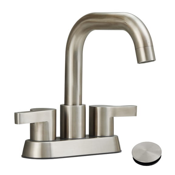 Kichae 4 Inch Bathroom Sink Faucet,2-Handle Brushed Nickel Centerset Vanity Faucet with Pop Up Drain