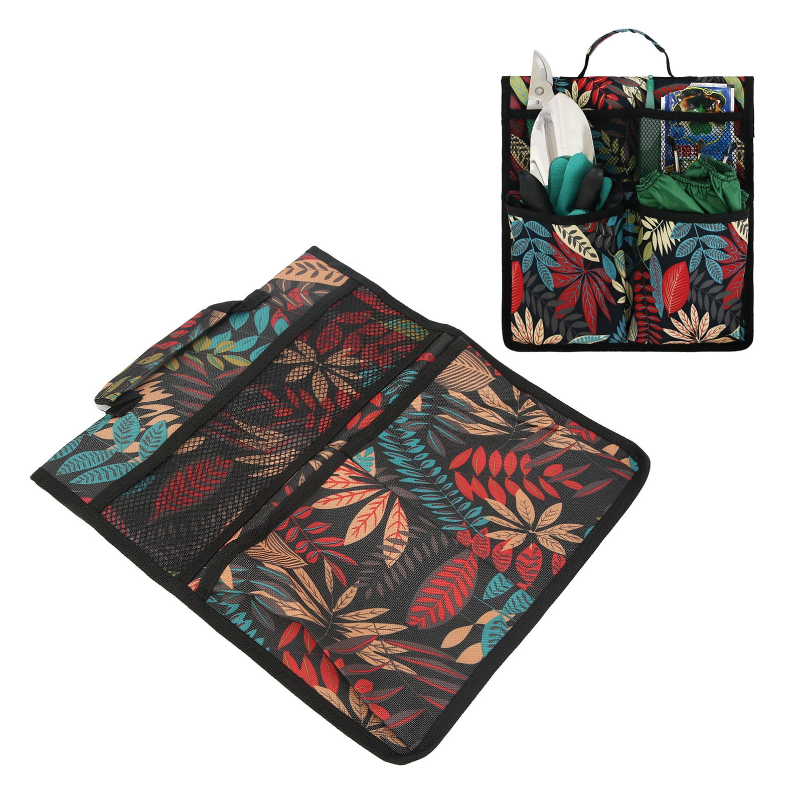 Garden Stools Pouch, Portable Garden Kneeler Tools Bag Large Capacity Red Leaves  For Patio