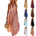 thumbnail image 7 of Ahabrexf Maxi Dress V-Neck Sleeveless Solid Color Casual Long Dress for Women Summer, 7 of 7
