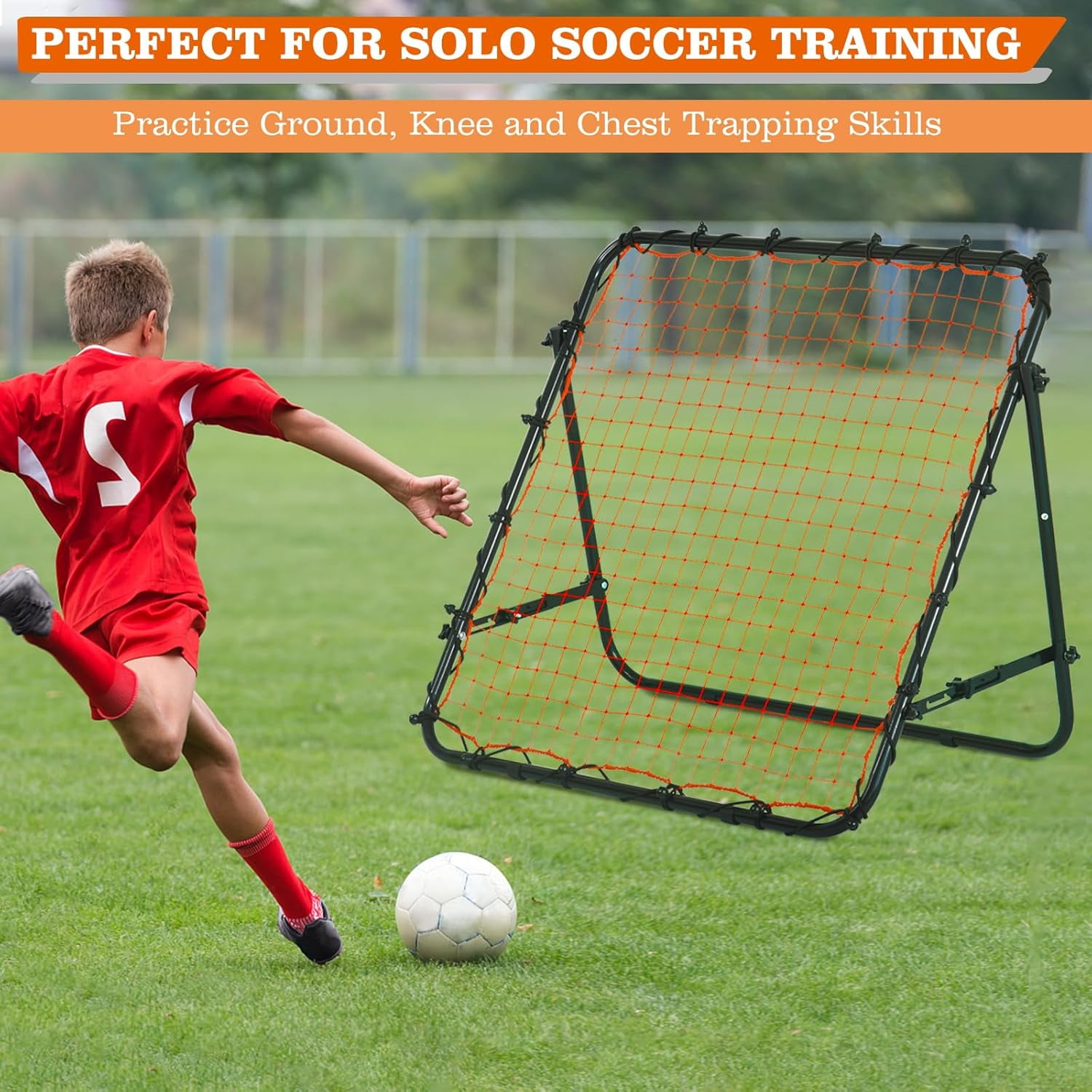RayChee 3.3×3.3FT Portable Soccer Rebounder, Rebound Net with Quick Folding Design, Multi Angle Adjustment Soccer Training Equipment for Kids