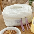 thumbnail image 4 of Quilted Flower Cosmetic Bag Cute Storage Bag Large Capacity Soft for Work (Blue), 4 of 5