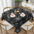 thumbnail image 1 of Nappe d'Halloween Carrée 54x54 Pouces, Nappe Noire et Blanche avec Toiles d'Araignée et Étoiles, Polyester Résistant aux Taches pour l'Automne et les Fêtes, Intérieur Extérieur, Couvre-Tables pour Cuisine, Salle à Manger, Fêtes, 1 of 6