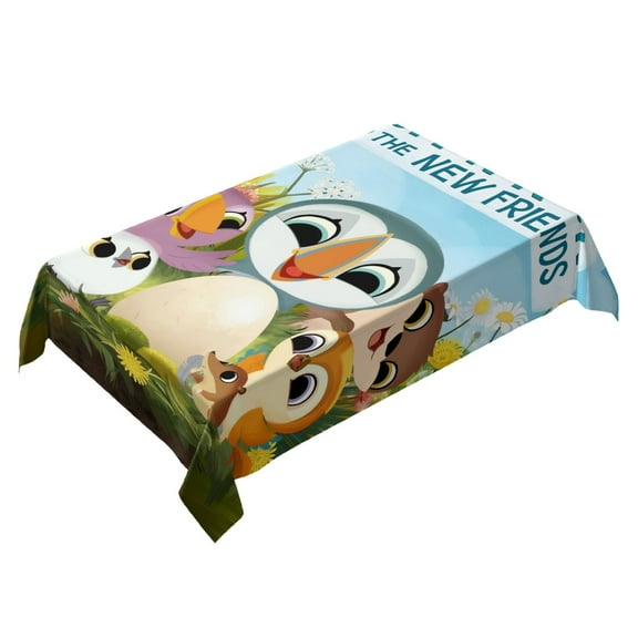 Puffin Rock-theme square tablecloth has an iconic print, fits most tables, and is easy to care for perfect gifts for fans friends and family，55" x 71"（140*180cm）