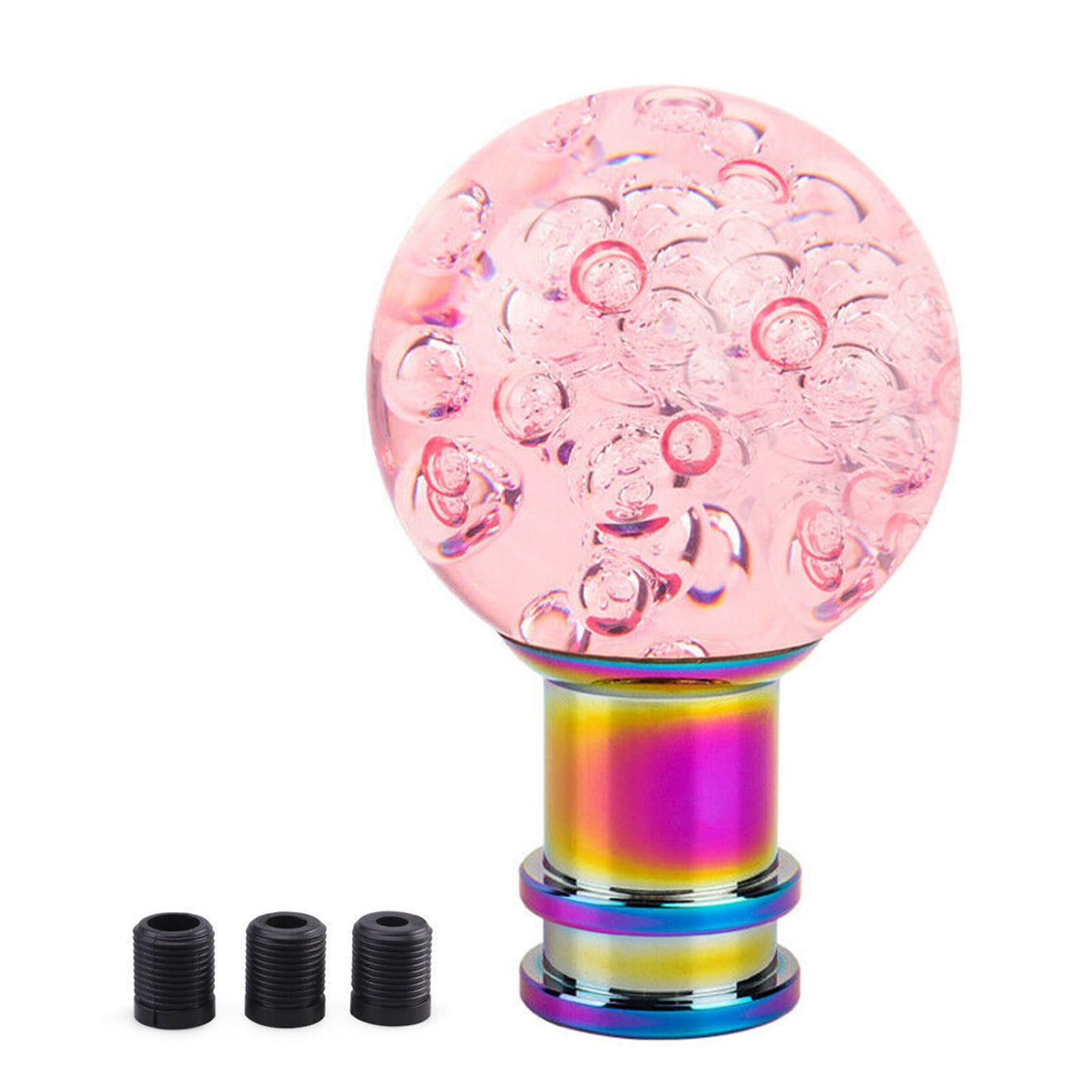 Bouton De Vitesse à Bulle Cristal Rose Pour Voiture - 3 Adaptateurs Inclus - Installation Facile - 6