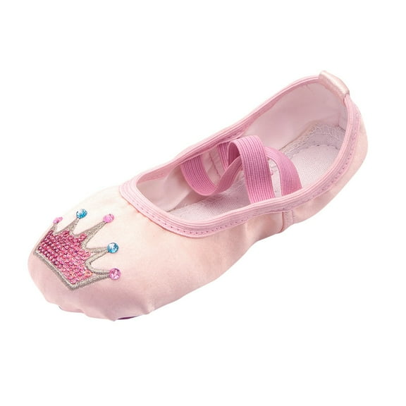 adviicd Ballet Shoes for Girls, Satin Dance Practice Slippers Split Soft Leather Flat Sole Yoga Gymnastics Shoes (Rose Gold,4.5-5 Years)