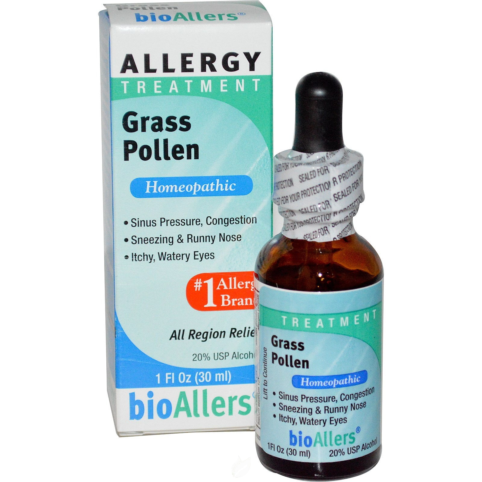 Bioallers Grass Pollen Allergy Relief 1 FL Oz by NatraBio, Pack of 2