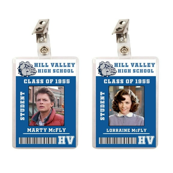 Marty & Lorraine McFly Hill Valley High School Set of 2 ID Badges