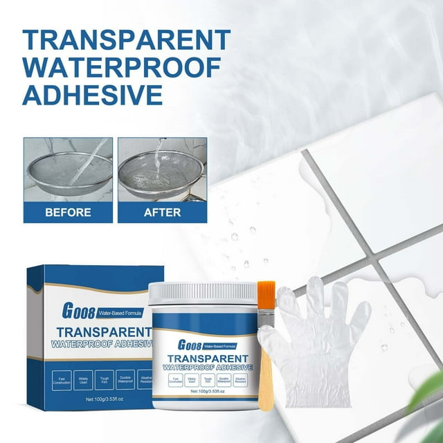 Recubrimiento transparente impermeable para reparación de fugas en techos y baños | Kit de sellador de 100 ml para inodoro, pared, techo, baldosa, ventana | Alta fuerza de unión | Incluye cepillo