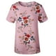 thumbnail image 3 of Camiseta de mujer con estampado floral, manga corta, cuello redondo, blusa informal, rosa, S Methold AP001919-01, 3 of 6