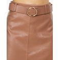 thumbnail image 3 of Falda vinipiel con cinto color Caramelo AMAD Casual para mujer talla L, 3 of 5