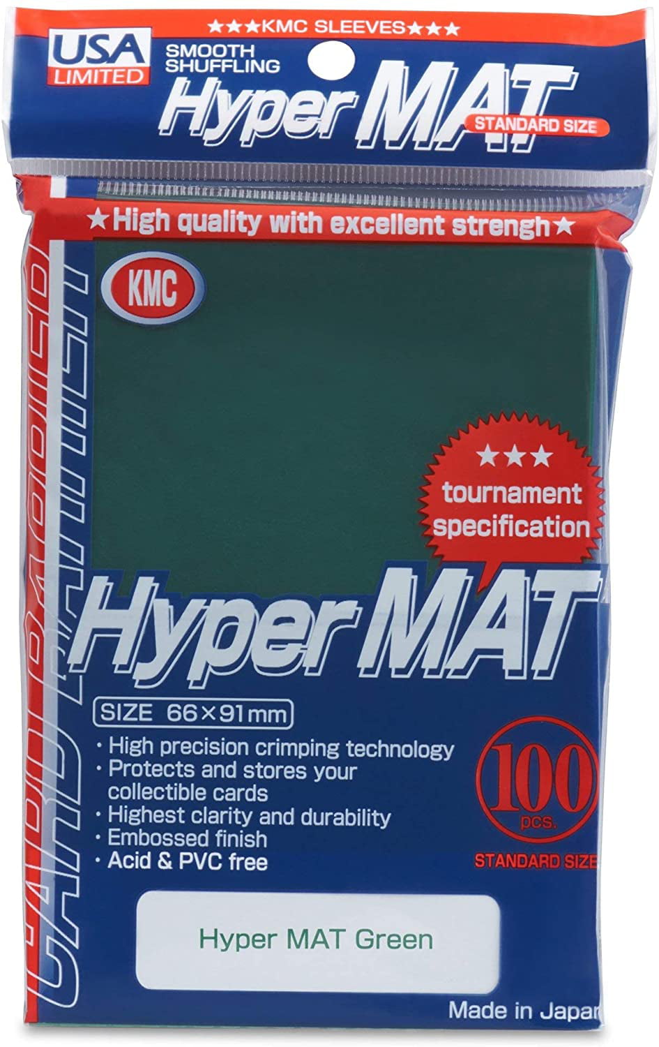 10 Packs/total 800 Sheets KMC Hyper Matte Sleeves Red ×10 Sets Japan Import