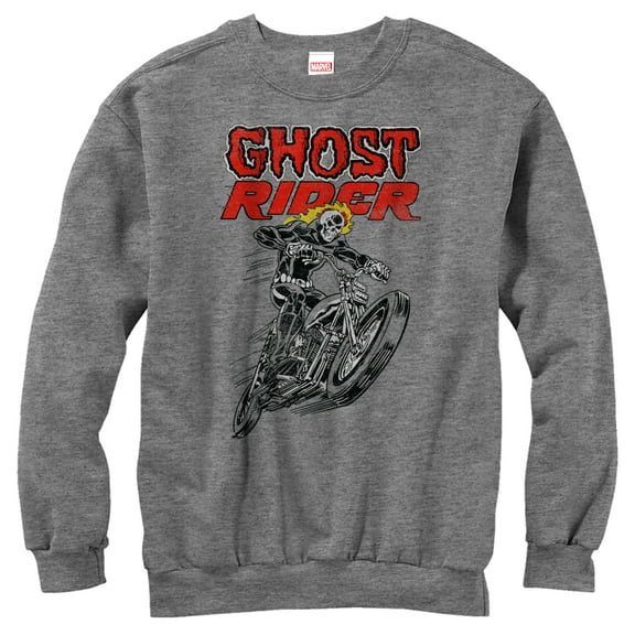 Men's Marvel Ghost Rider Flames  Sweatshirt Athletic Heather X Large