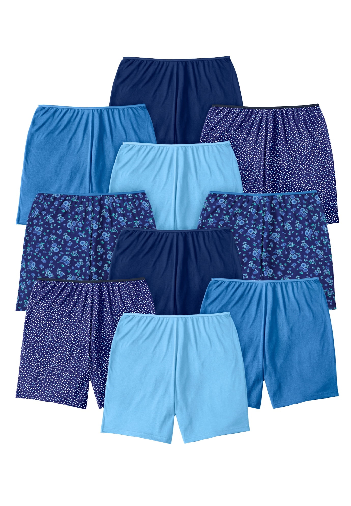 Comfort Choice Women's Plus Size 10-Pack Cotton Boxer Underwear ...