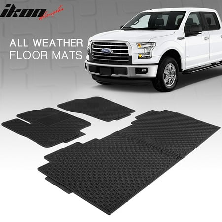Fits 15-19 Ford F-150 F150 Crew Cab Latex All Weather Floor Mat Carpet (Best Floor Mats For F150)