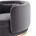 thumbnail image 6 of Armchair Swivel Accent Chair, Gold Gray Grey, Velvet, Modern Contemporary, Living Lounge Cafe Room Hotel Lobby Hospitality, 6 of 7