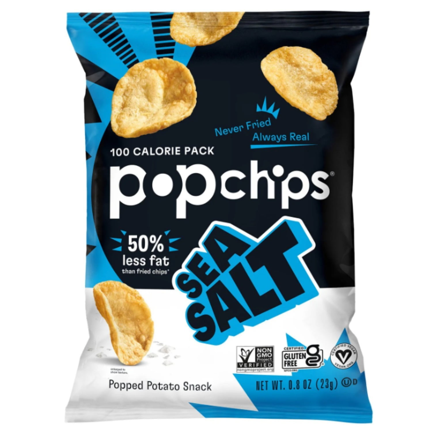 Popchips Variety Pack Chips, 0.8 oz Each, 30 Pk (12 BBQ, 8 Sea Salt, 6 Sour Cream & Onion, 4 Sea Salt & Vinegar) - 1.5 lbs
