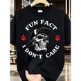thumbnail image 2 of Men's Skull Flame Slogan Graphic T-Shirt Cotton Black Short Sleeve Crewneck Oversized, 2 of 8
