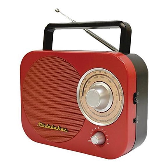 Studebaker SB2000RB Portable AM/FM Radio (Red)