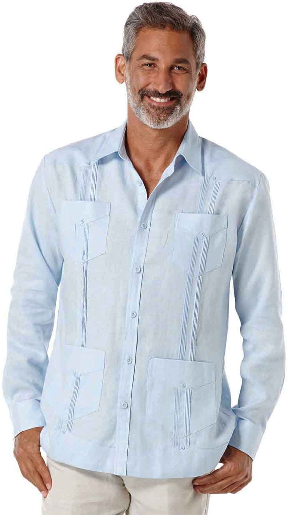 100 Linen Cuban Guayabera | Walmart 