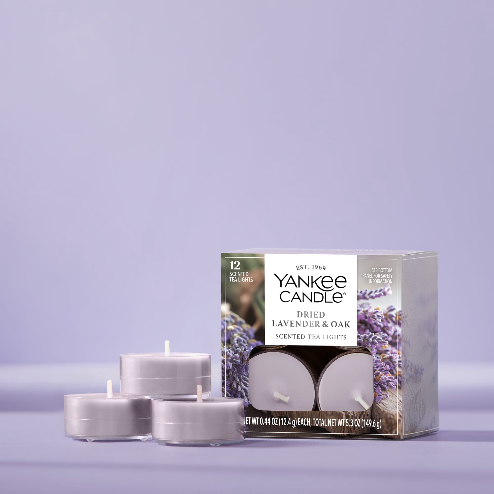 Yankee Candle Scented Tealight Candles, 12-Pack, Dried Lavender & Oak​ Mini Candles