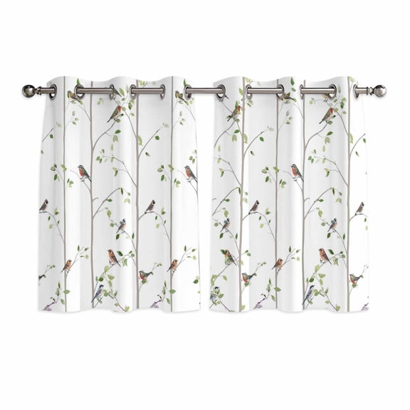 Sparrow Kitchen Curtains Window Panels, Spring Birds on The Branches Vintage Country Insulated Window Treatment Curtain, Grommet Curtains for Bedroom/Living Room/Bathroom, 2 Piece 52"Wx45"L