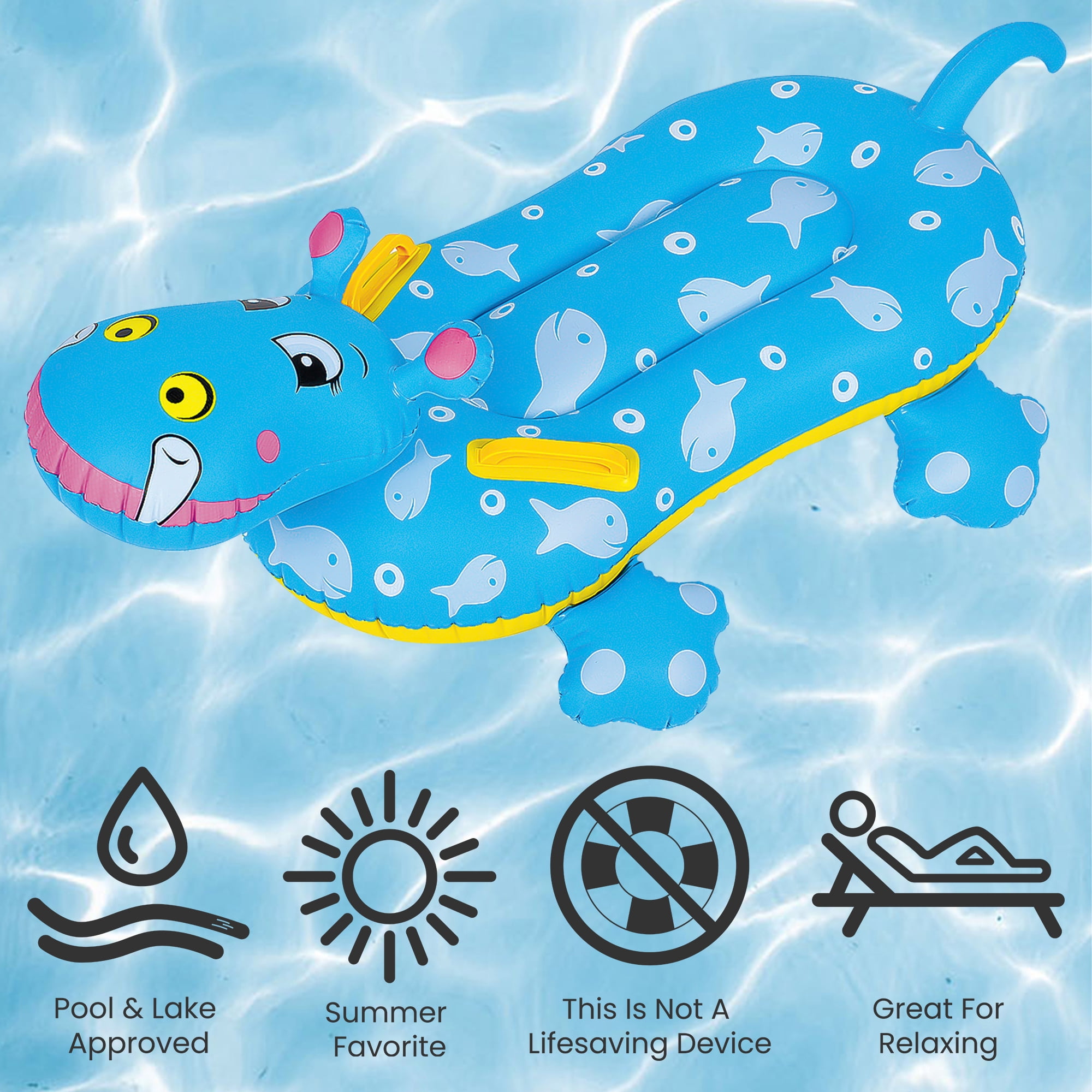 Pool Central 3' Blue Children's Inflatable Hippo Swimming Pool Rider