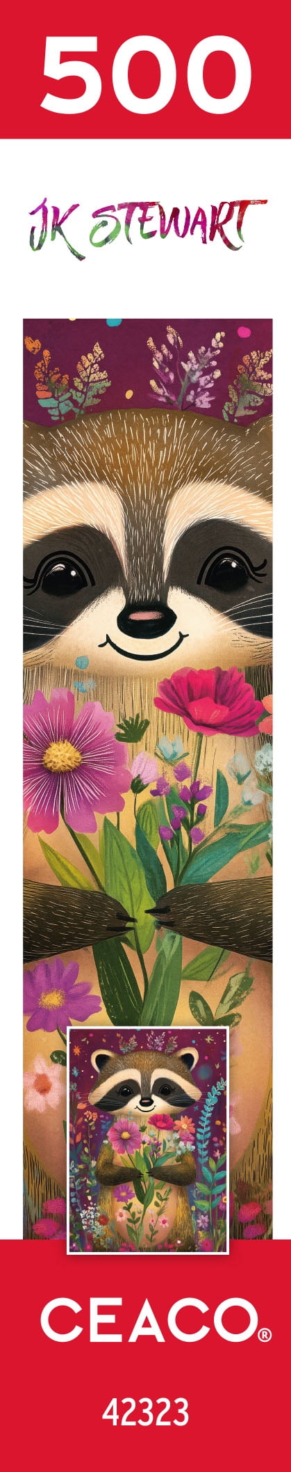 Ceaco JK Stewart Durwaigh Raccoon Cutie 500-Piece Interlocking Jigsaw Puzzle for Children Ages 14+