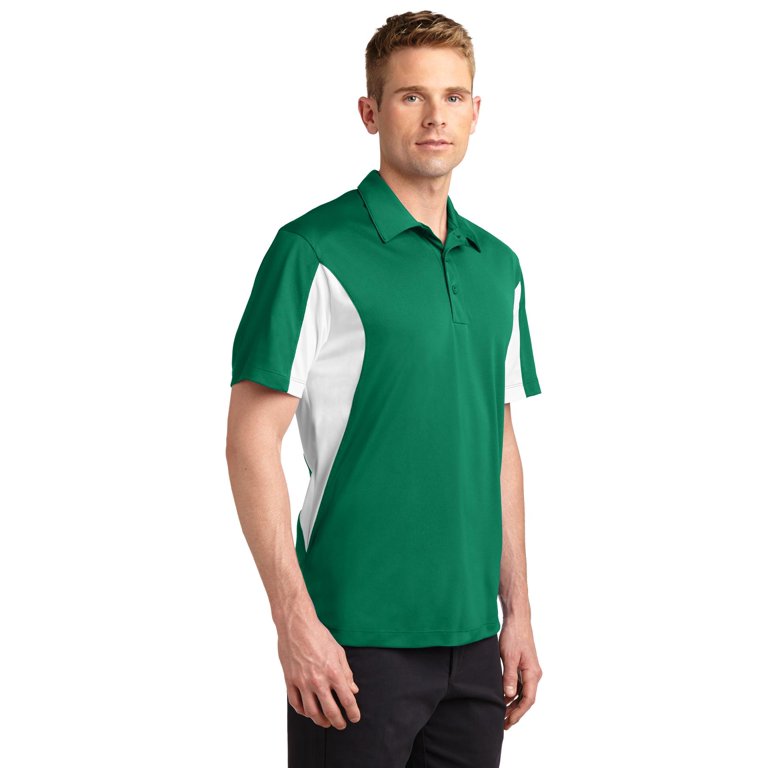 Sport-Tek Side Blocked Micropique Sport Wick Polo-S (Kelly Green/White)