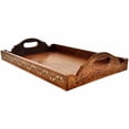 thumbnail image 1 of Benzara BM123955 Solid Wood Tray with Handles, Brown, 1 of 2