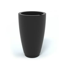 Mayne Caprio 16" x 16" x 26" Round Black Tall Self-Watering Polyethylene Planter