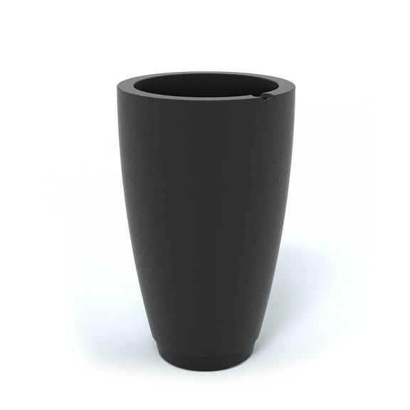 Mayne Caprio 16" x 16" x 26" Round Black Tall Self-Watering Polyethylene Planter