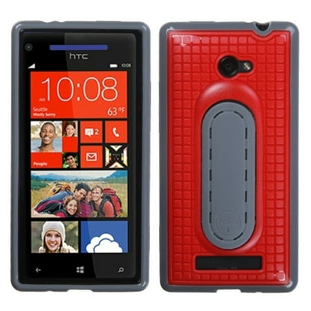 Insten Red Snap Tail Stand Case (with Package) for HTC: Windows Phone 8X, 6990LVW (Windows 8X)