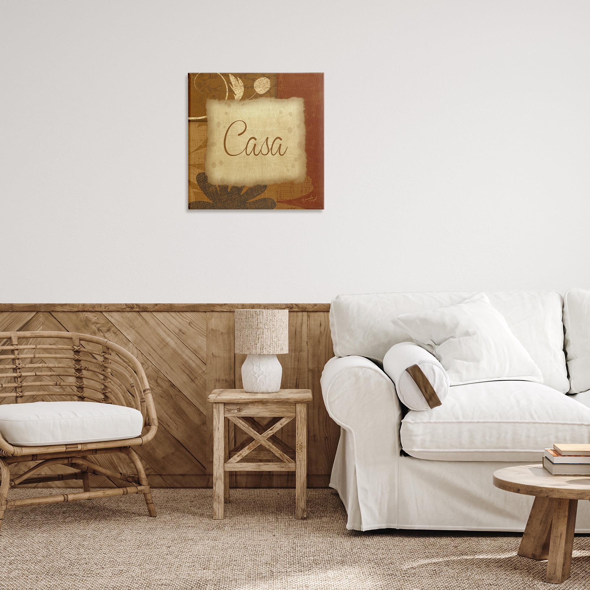 Stupell Industries Casa con Flores Tradicionales Typography and Symbols Painting Wrapped Canvas Art Print Wall Art, 24 x 24