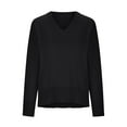 thumbnail image 3 of Lovskoo 2024 Sweaters for Women Winter Trendy Long Sleeve V-Neck Solid Color Sweater Pullover Tops Black, 3 of 5