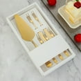 thumbnail image 2 of Juego de cuchillos y tenedores para pasteles de acero inoxidable | Cuchara de postre para helado | Tenedor de frutas dorado | Empuñadura ergonómica | Pulido espejo | Bordes seguros | 1 juego, 2 of 7