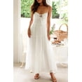thumbnail image 3 of Women's Ruched Smocked Back Cami Dress with Tie Straps and Zipper Closure 95% Polyester 5% Spandex Lined Lightweight, 3 of 28